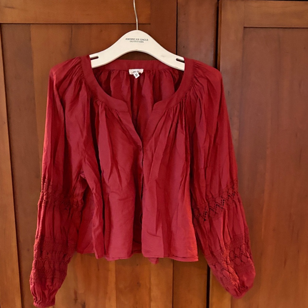 Aerie Blouse with Peasant Embellished Sleeves
